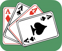 Playing cards on green background